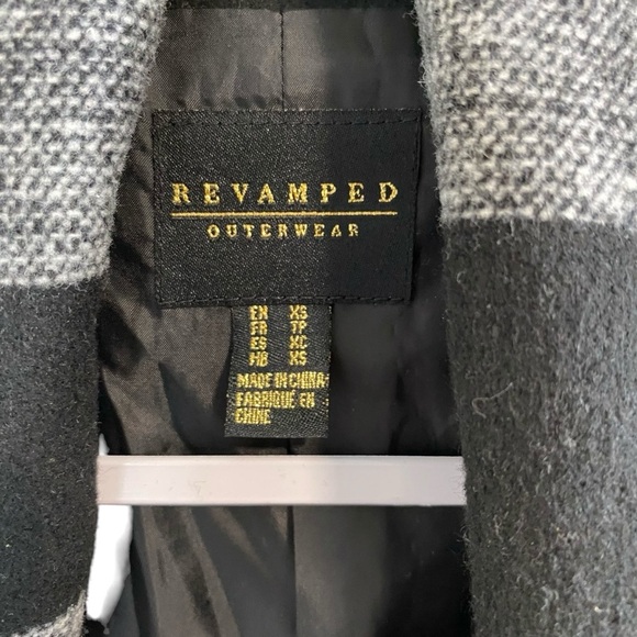 Revamped - Black/White Buffalo Plaid Long Coat - XS - Picture 5 of 11